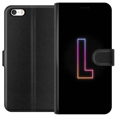 Yhteensopiva Lompakkokotelo Apple Apple iPhone 5 Minimaalinen neonkirjain L pehmeästi vaihtuvassa värivalossa mustaa taustaa vasten, puhdas graafine