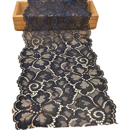 10 meter mjuk blommig stretch spetsband DIY klädtillbehör (svart)