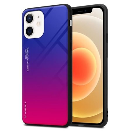 Fodral till Apple iPhone 12 MINI Skal i LILA - RÖD Fodral Skyddsskydd tvåfärgad TPU