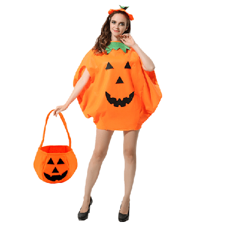 Gresskar Cosplay Sett Pumpa Kostyme Klærpose Hatt Lettvekt Pustende Enkel å Bære Halloween Kostyme for Voksen