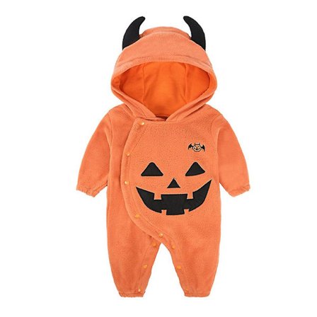 3-24 måneder Nyfødt baby Barn Jenter Gutter Halloween Pumpkin Little Devil Kostyme Jumpsuit med hette