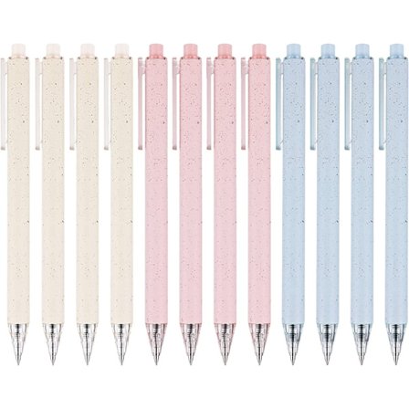 12 stk. Retractable Gel Penner Sett med Svart Blekk, Glatt Skriving