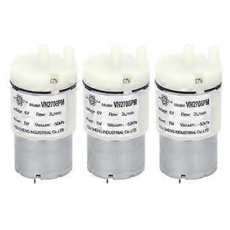 3 stk. Mikro Membranpumpe Mini Vakuum Vand Luft Motor til Akvarium DC 6V (VN2708PM