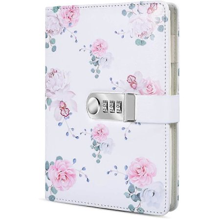 A5 Kreativ Passordlås Dagbok, PU Lær Journal med Kombinasjonslås Passord Notatbok Låsbar Personlig Dagbok (Stil 2)