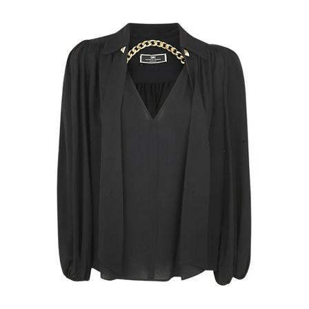 Elisabetta Franchi - Blusar - Svart - Dam - Storlek: Xs, Dam, Storlek: XS