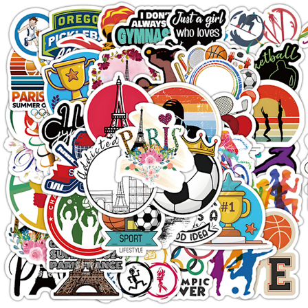 (A)50 stk Paris OL-klistremerker, sportsklistremerker, vanntette klistremerker, bærbare klistremerker