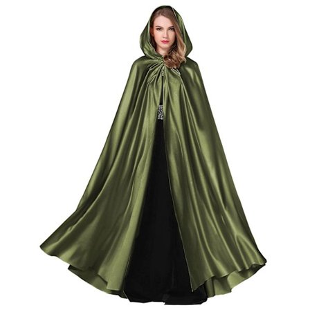 Witchcraft Army Green Tie Up Medeltida dräkt Halloween Huvkappa Long Cape U