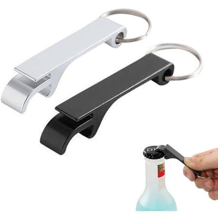 Flaskeåpner Nøkkelringer (Pakke med To Svart+Sølv), Flaskeåpner Nøkkelring Lomme Nøkkelring Liten Ølflaskeåpner Daglig Nøkkelring Dekorasjon