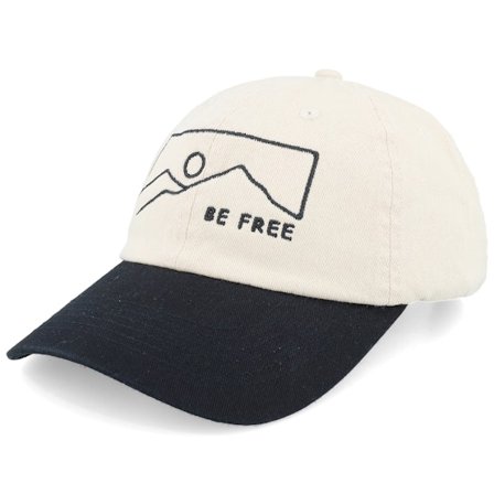 Wild Spirit - Beige unconstructed Kasket - Mountains Be Free Washed Stone/Black Dad Cap @ Hatstore