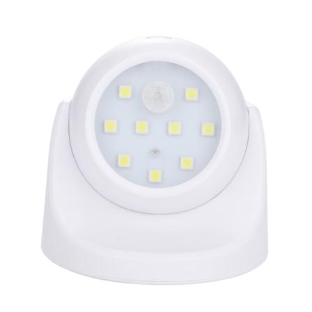 Batteridriven rörelsesensorlampa med dubbla sensorer, LED, 360 graders rotation (vit)