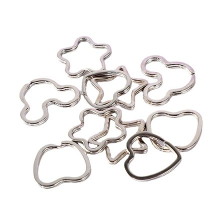 Hjärtformad delad ring - Set med 10 karbinhake nyckelring