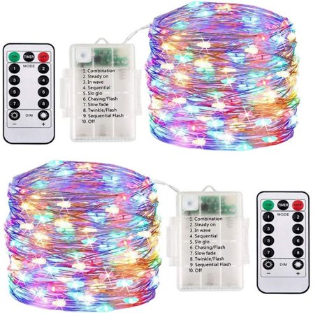 Batteridrivna Elf-Ljus, [2-pack] 10M 100 LED Vattentäta