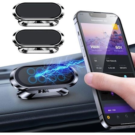 2-delt magnetisk biltelefonholder. Justerbar og roterer 360 grader. Biltelefonmagnet. Passer til holderen.