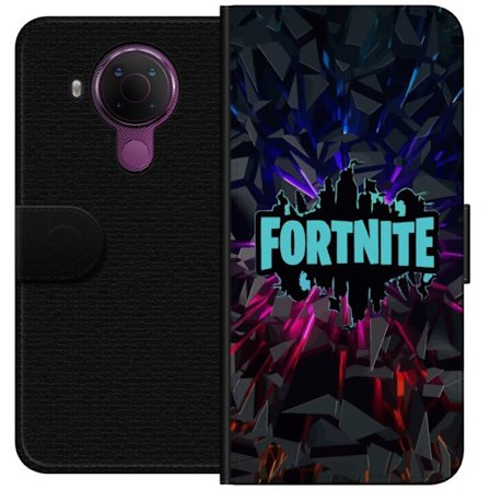 Yhteensopiva Lompakkokotelo Nokia Nokia 5.4 Pelit inspiraatio abstrakti logo suunnittelu räjähtävillä muodoilla, neon valot ja dynaaminen energia