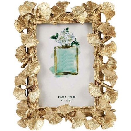 Ginkgo blad foto ram dekorationer i harts guld