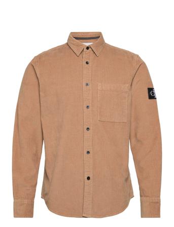 Monologo Badge Corduroy Shirt Skjorta Casual Beige Calvin Klein Jeans