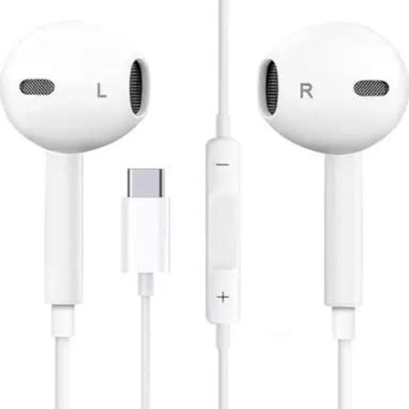 Hörlurar för iPhone 15/Pro/Max och Samsung med USB-C-kontakt, mikrofon, stereoljud