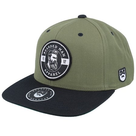 Bearded Man - Grøn snapback Kasket - Logo 25 Olive/Black Snapback @ Hatstore