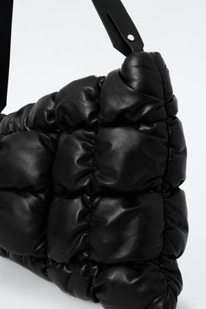 COS Women's Pillow Oversized Quilted Clutch Bag - Leather in Black