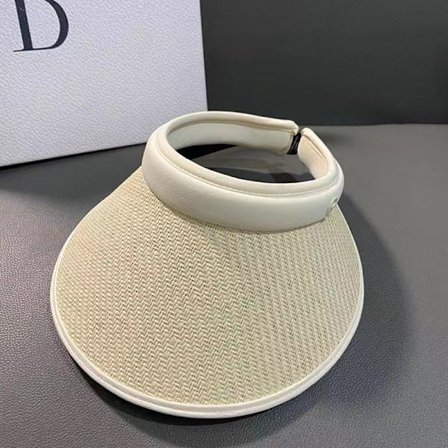 Dam Sommar Visir Hatt Solhatt Bred Stor Brätte Beach Hattar Black Border Beige