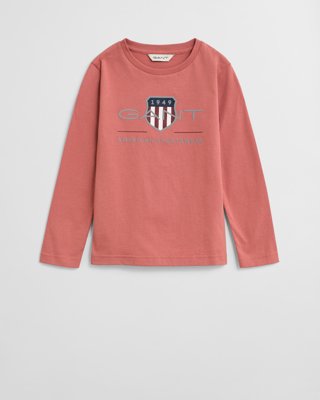 GANT - Kids Longsleeve med Archive Shield-logo faded brick