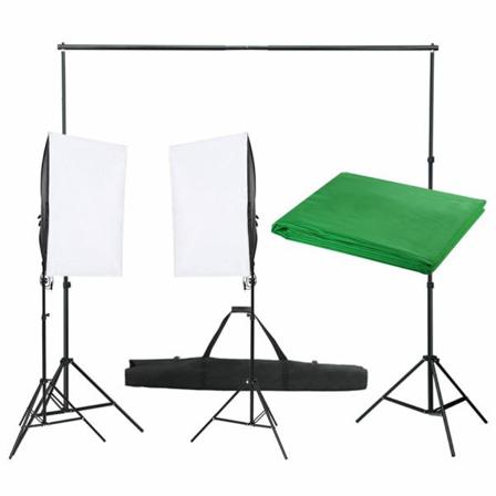 Vidaxl Fotostudio Med Lampor Och Bakgrund Svart