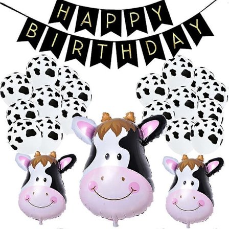 Ko-kalas Ballonger Bondgård Ko Ballong Svart Ko ballonger Grattis på födelsedagen Banners Bondgårdsfest Dekorationer Ko Ballonger Bondgårds Cowboy 
