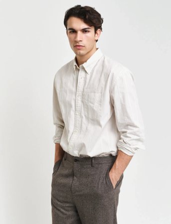 GANT Rel Texture Stripe Shirt - Cream - S