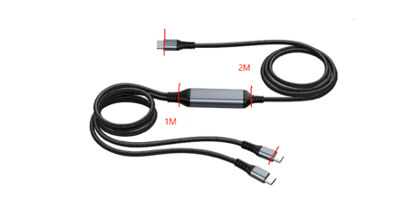 ALLNET Kabel USB, C(St) => 2x C(St), 3,0m, PD 100W max. 70W+30W Charging Only, no DATA-FUNCTION