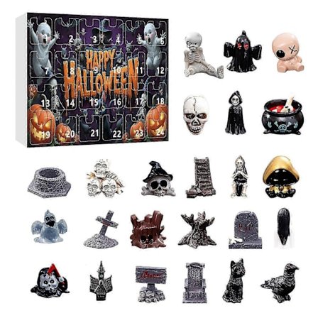 2025 Halloween 24-dagers Nightmare Adventskalender - Blind Box Samlefigurer, Moro for Barn og Voksne