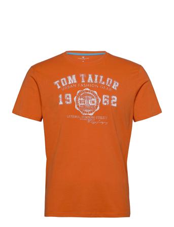 Logo Tee T-shirts Short-sleeved Orange Tom Tailor