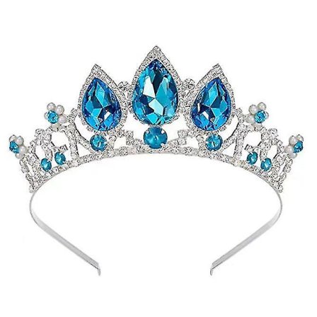 Tyttöjen Tiarat, Prinsessan Kruunu Safiirin Sininen Kristalli Strassit Helmi Hopea Pääpanta