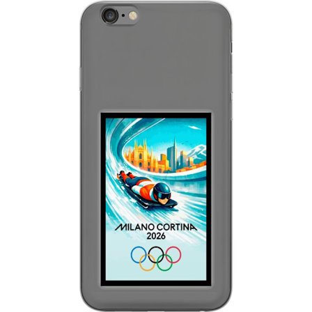 Yhteensopiva Puhelinkuori Apple iPhone 6 Plus Dynaaminen kelkkailija tai skeleton-ajaja jääkanavalla Milanon Cortina 2026 kanssa, kaupunkinäkymä j