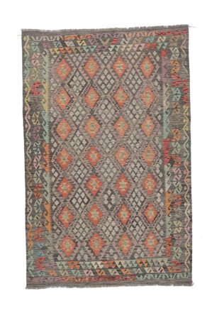 Kilim Afghan Old Style Rug Hand Woven 196X301 Brown/Orange Afghanistan