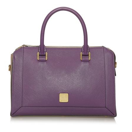 MCM Pre-owned New Leather Satchel lila, Dam Vintage Väskor, Dam, Storlek: ONE SIZE