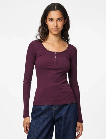 Pieces Pckitte Ls Top Jrs Noos Bc - Burgundy - S