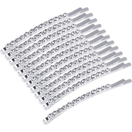 12 stk. hårklemmer, metalhårnåle, krystal, rhinstenspænde,