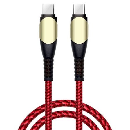USB-C till USB-C Snabbkabel 60W för Xiaomi Redmi 14C 13C, Redmi Note 13 4G-5G, Note 13 Note 14 Pro 4G-5G - Nylon 1M Röd