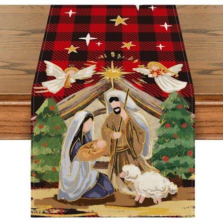 Julbordstablett, Vinterkväll Julkök Matbord Dekoration för Hemfest Dekor 13x72 Tum