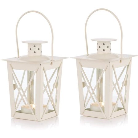 2 stk. Hvid glas jord/hængende lanterne, bærbar glas lanterne,