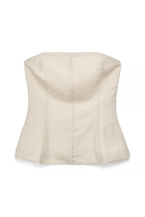 Premium Selection Linen Lyocell Blend Seam Detail Hourglass Top - Tubetop - Beige - EU 34