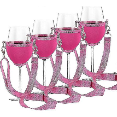 Pakke med 4 vinglassholdere for å henge rundt halsen - Vinglassholder for å henge rundt halsen - Koppbærer - Festival vinglassholder for jul, bursdag,