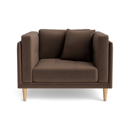 Cali Sessel Riviera Braun, moderner Polstersessel mit breiter Sitzfläche 72cm, komfortabler Federung und stabilen Beinen, Gesamtbreite: 76cm