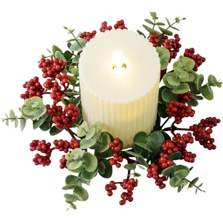 Kynttilänjalka, punaiset marjat, joulukranssi, koti, loma, syntymäpäivä, asuntola, juhlat, toimisto, asunto, makuuhuone, kausikoriste