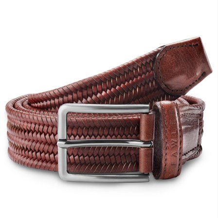 Ceinture tressée brune en cuir italien pleine fleur pour hommes - Ceintures en cuir