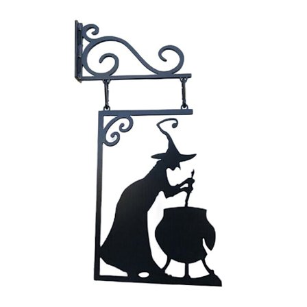 Metall Väggkonst Hängande Häxa Silhouette Dekor Ihålig Ornament Svart