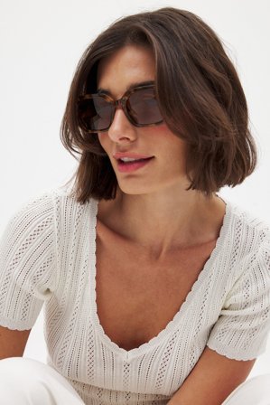 NA-KD - Strikket topp med korte ermer og pointelle - Strikketopper - Offwhite - L