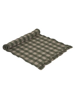 Løper Lisa rutete krepp med volang Mørk grønn