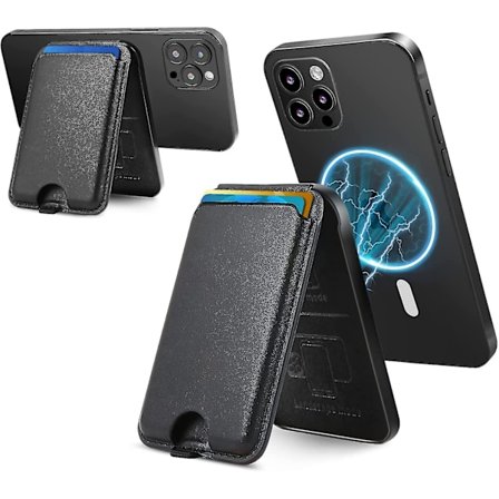 Magnetisk Stativ Magsafe Lommebok, Magnetisk Lommebok Kort Holder Med Stativ, Magsafe Lær Lommebok Justerbar Stativ