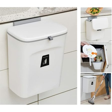 Luktfri Hängande Soptunna för Förvaring, Kvalitetsmaterial för Utrymmesbesparande Design, Perfekt för Kök och Husbil, Grå (9L)